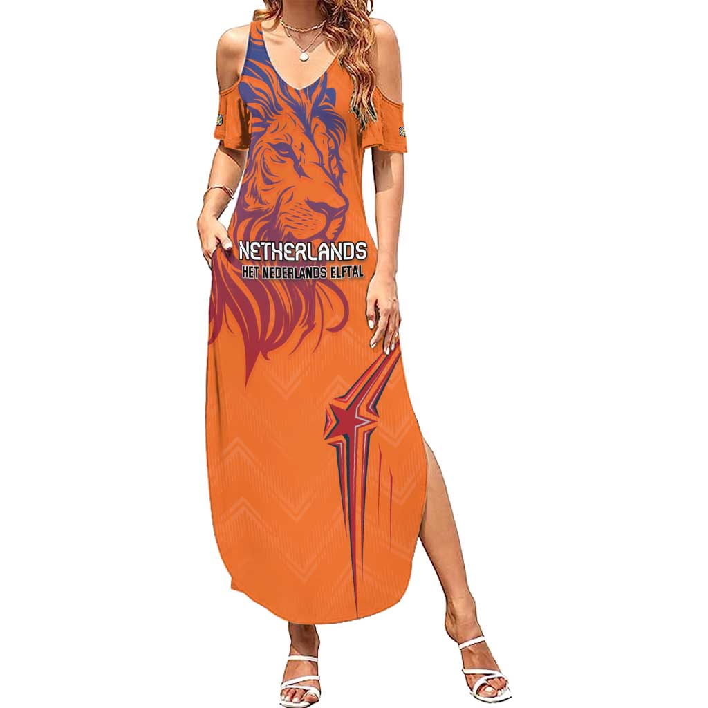 Custom Netherlands Football Summer Maxi Dress Oranje Lion - Wonder Print Shop