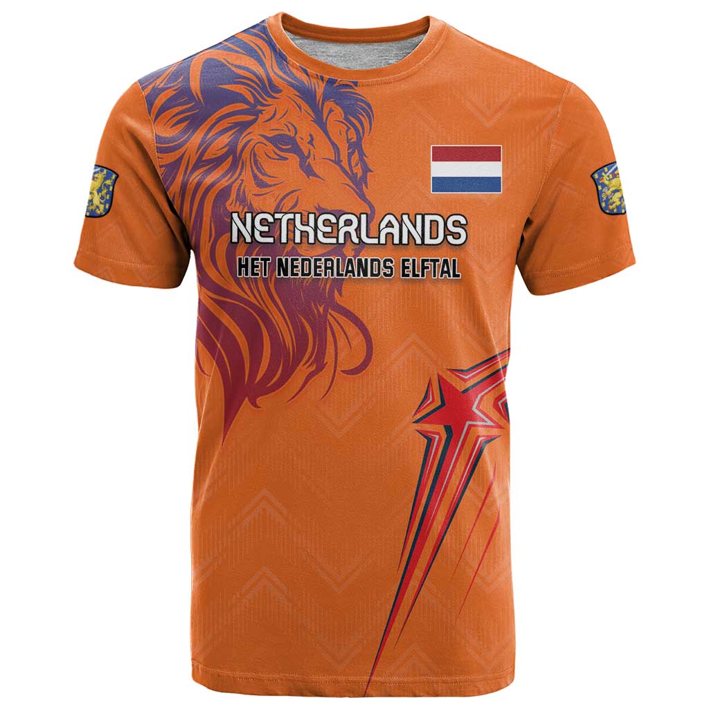Custom Netherlands Football T Shirt Oranje Lion - Wonder Print Shop