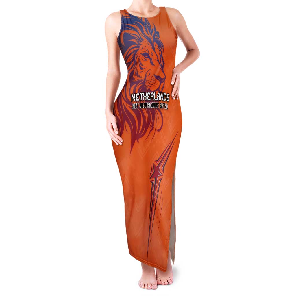 Custom Netherlands Football Tank Maxi Dress Oranje Lion - Wonder Print Shop