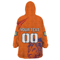 Custom Netherlands Football Wearable Blanket Hoodie Oranje Lion - Wonder Print Shop