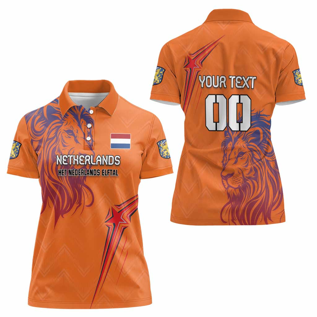 Custom Netherlands Football Women Polo Shirt Oranje Lion - Wonder Print Shop