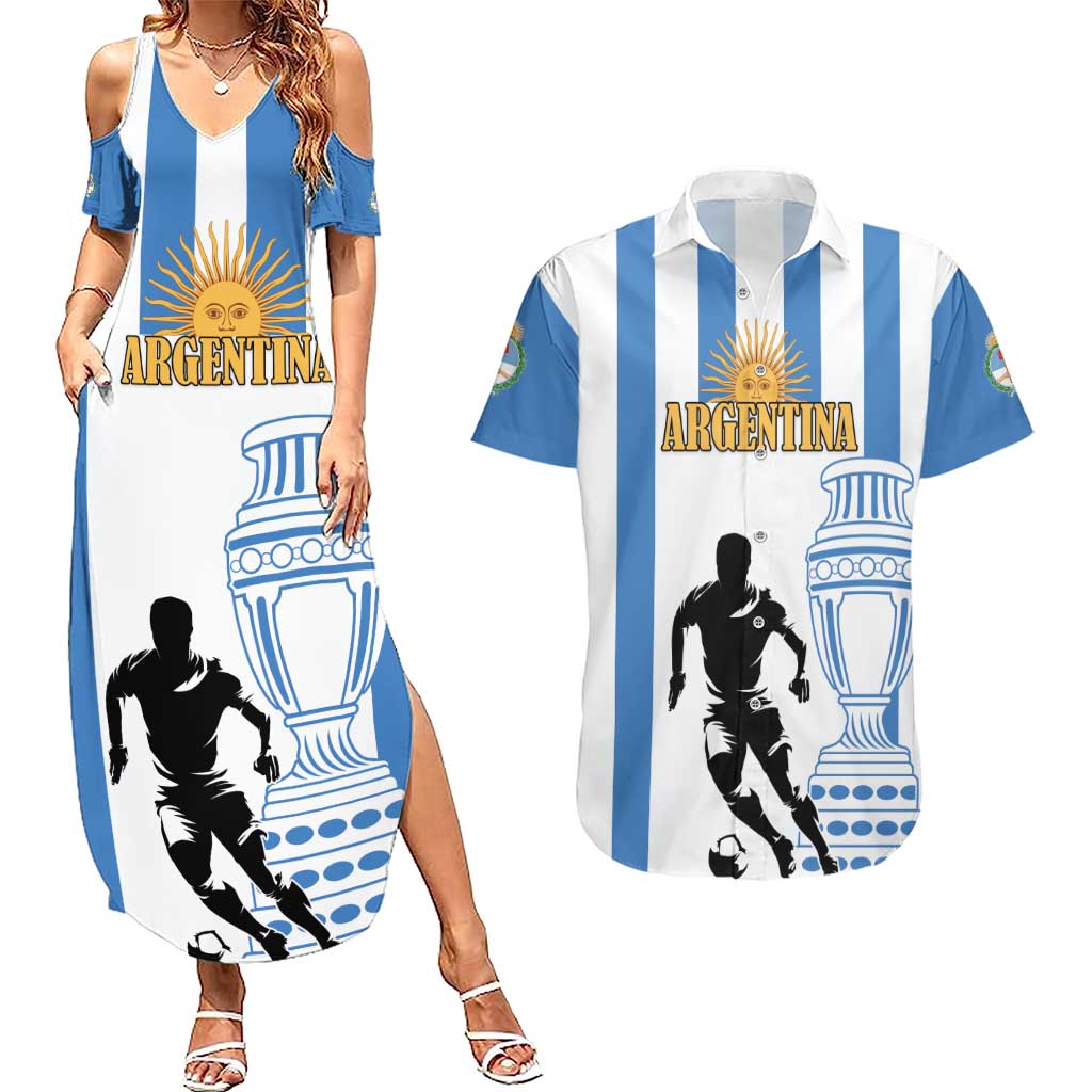 Custom Argentina Football Couples Matching Summer Maxi Dress and Hawaiian Shirt We Are The Champions - Wonder Print Shop
