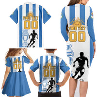 Custom Argentina Football Family Matching Long Sleeve Bodycon Dress and Hawaiian Shirt We Are The Champions - Wonder Print Shop