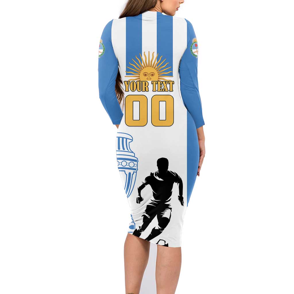 Custom Argentina Football Family Matching Long Sleeve Bodycon Dress and Hawaiian Shirt We Are The Champions - Wonder Print Shop
