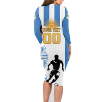 Custom Argentina Football Family Matching Long Sleeve Bodycon Dress and Hawaiian Shirt We Are The Champions - Wonder Print Shop