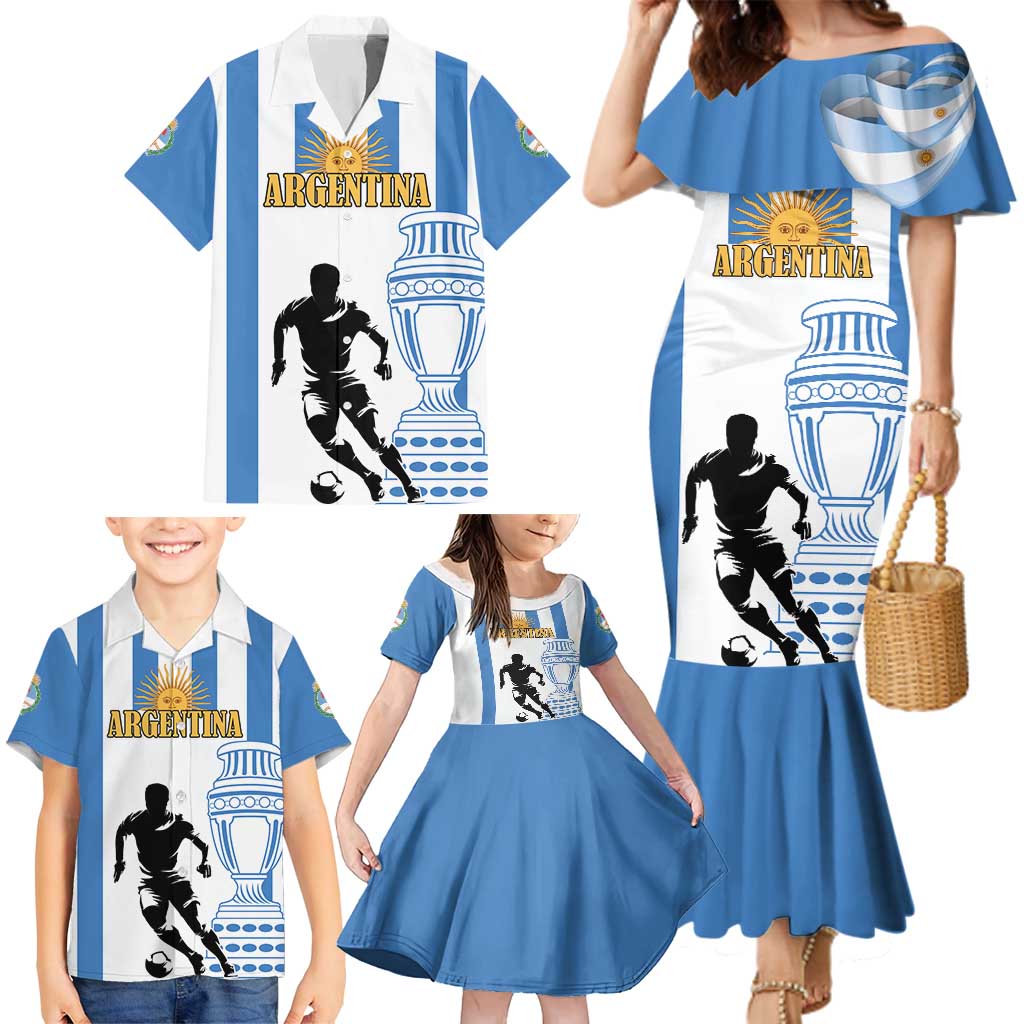 Custom Argentina Football Family Matching Mermaid Dress and Hawaiian Shirt We Are The Champions - Wonder Print Shop