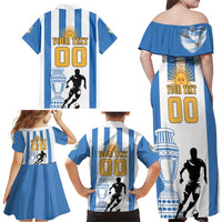 Custom Argentina Football Family Matching Off Shoulder Maxi Dress and Hawaiian Shirt We Are The Champions - Wonder Print Shop