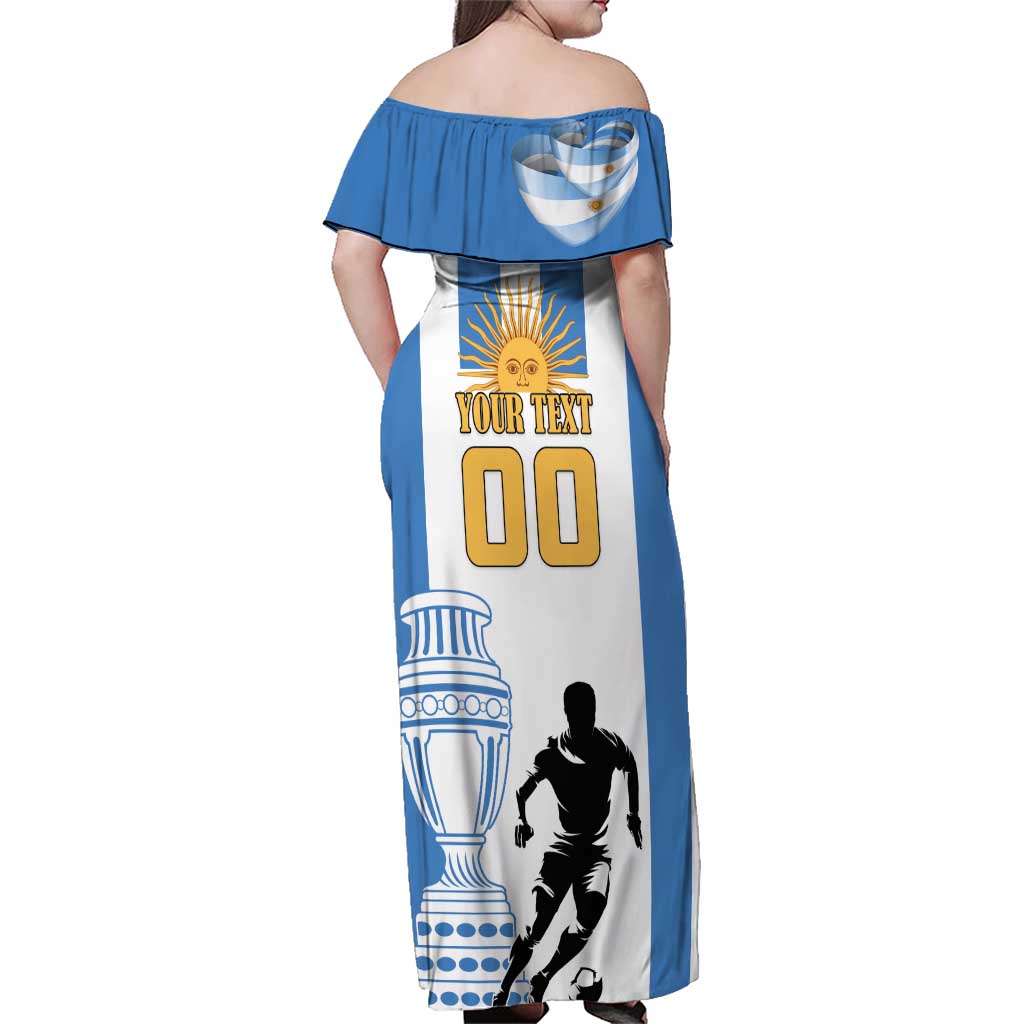 Custom Argentina Football Family Matching Off Shoulder Maxi Dress and Hawaiian Shirt We Are The Champions - Wonder Print Shop