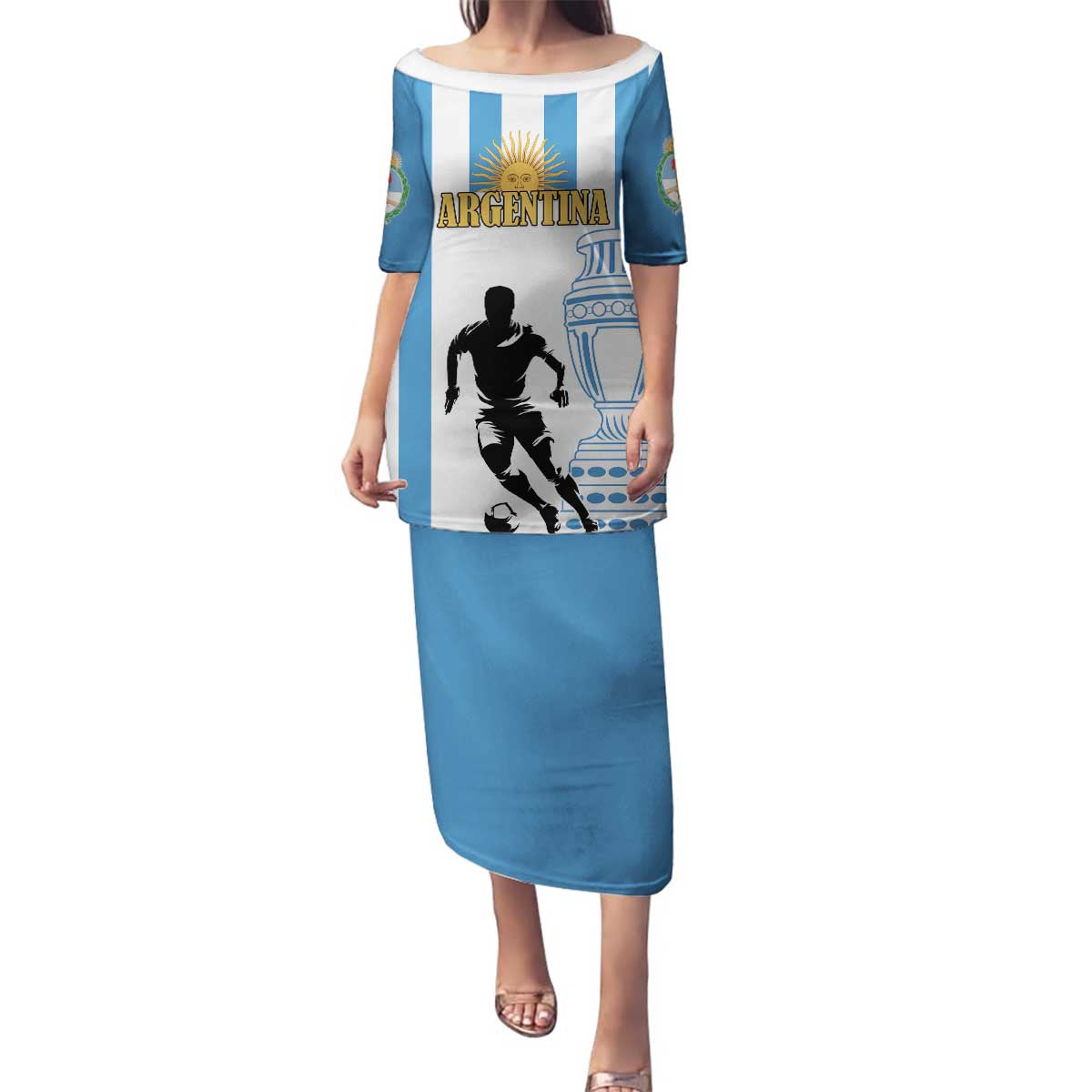 Custom Argentina Football Family Matching Puletasi and Hawaiian Shirt We Are The Champions - Wonder Print Shop