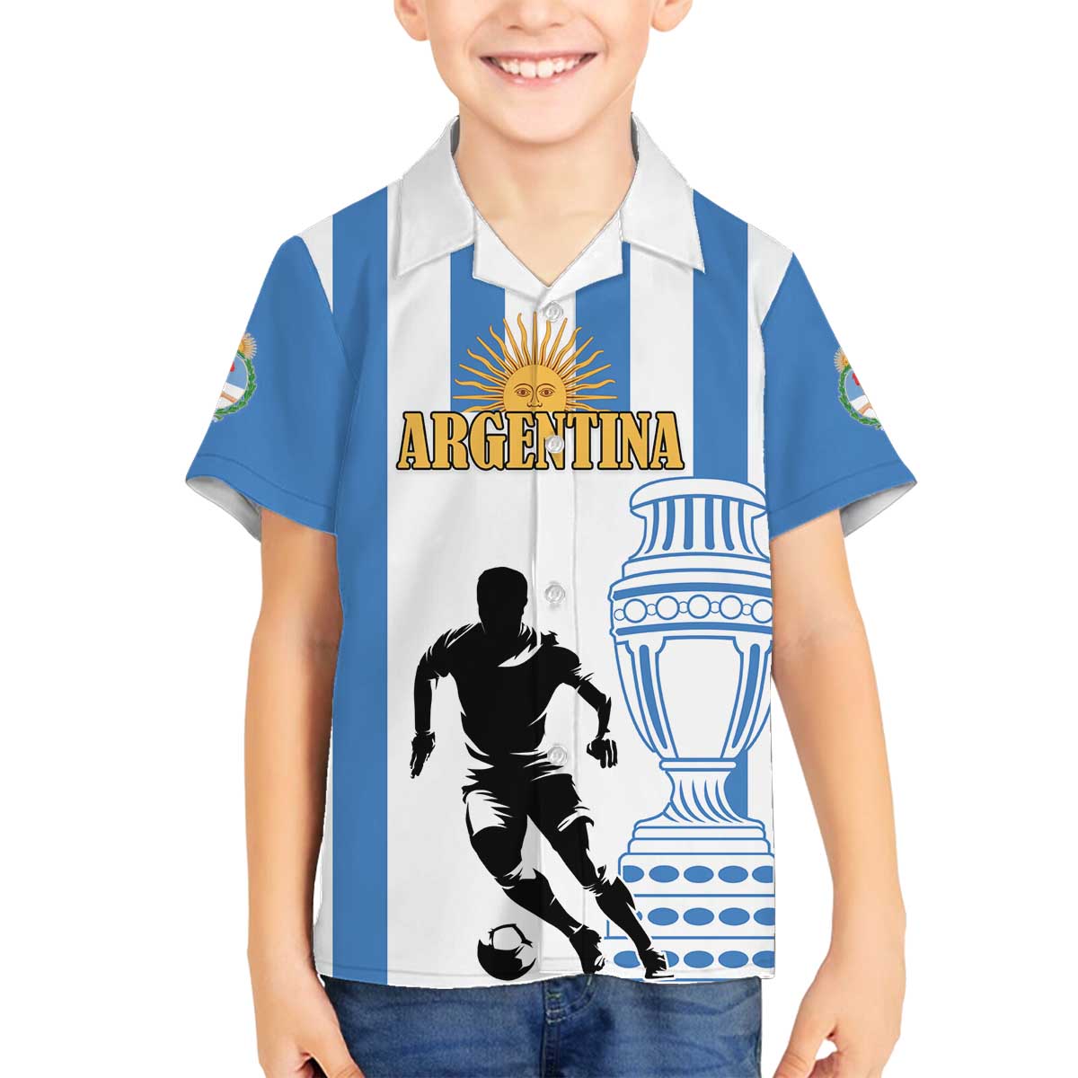 Custom Argentina Football Family Matching Puletasi and Hawaiian Shirt We Are The Champions - Wonder Print Shop