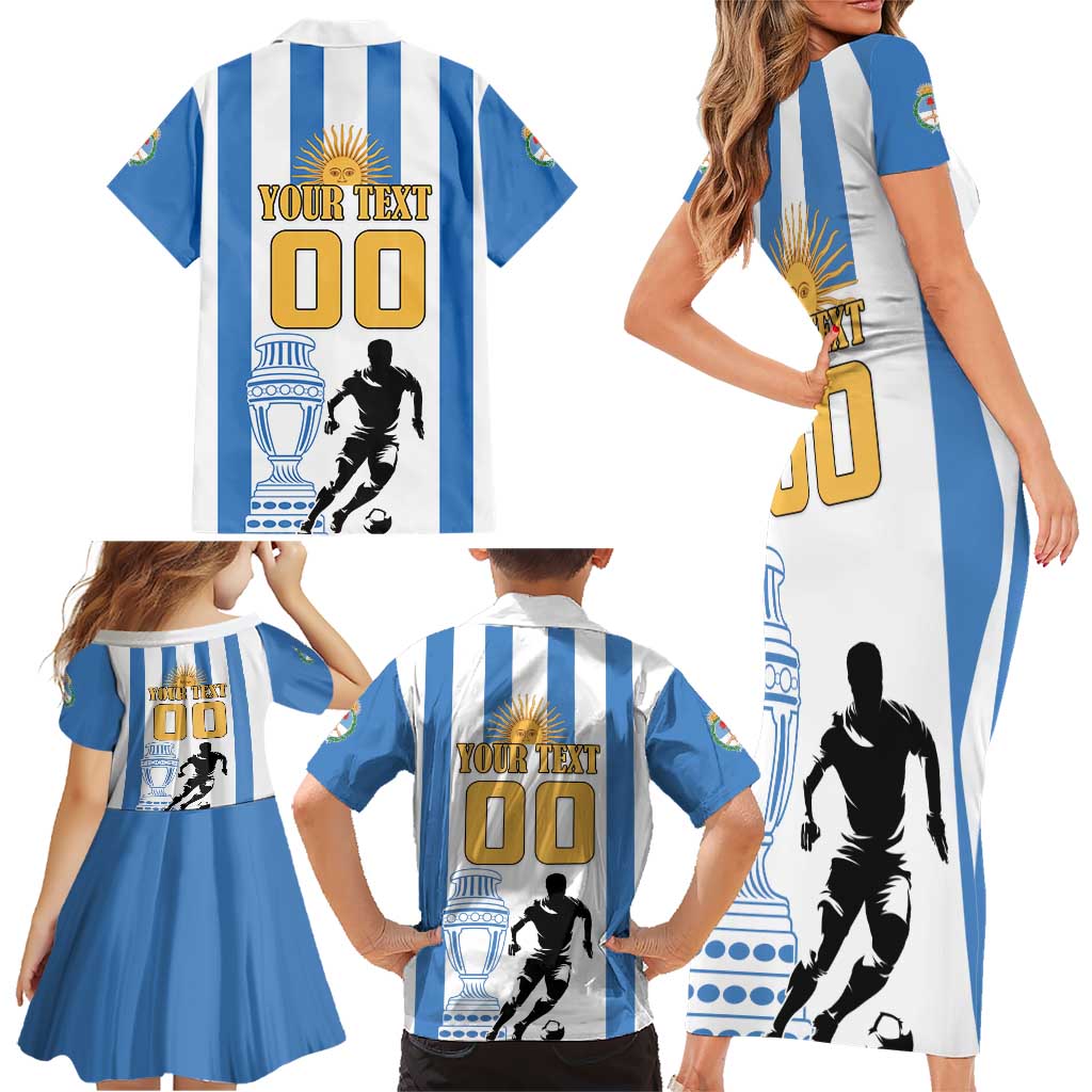 Custom Argentina Football Family Matching Short Sleeve Bodycon Dress and Hawaiian Shirt We Are The Champions - Wonder Print Shop