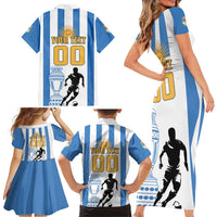 Custom Argentina Football Family Matching Short Sleeve Bodycon Dress and Hawaiian Shirt We Are The Champions - Wonder Print Shop