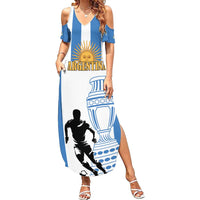 Custom Argentina Football Family Matching Summer Maxi Dress and Hawaiian Shirt We Are The Champions - Wonder Print Shop