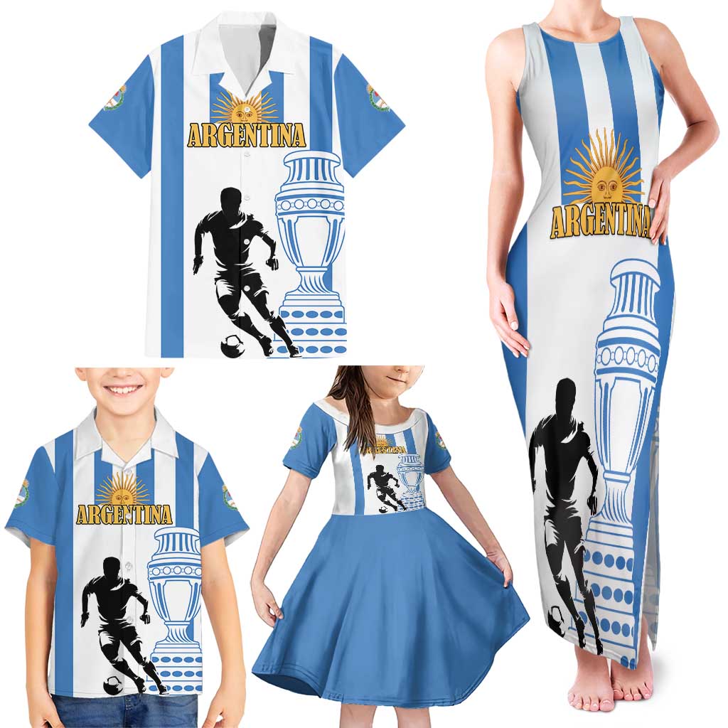 Custom Argentina Football Family Matching Tank Maxi Dress and Hawaiian Shirt We Are The Champions - Wonder Print Shop