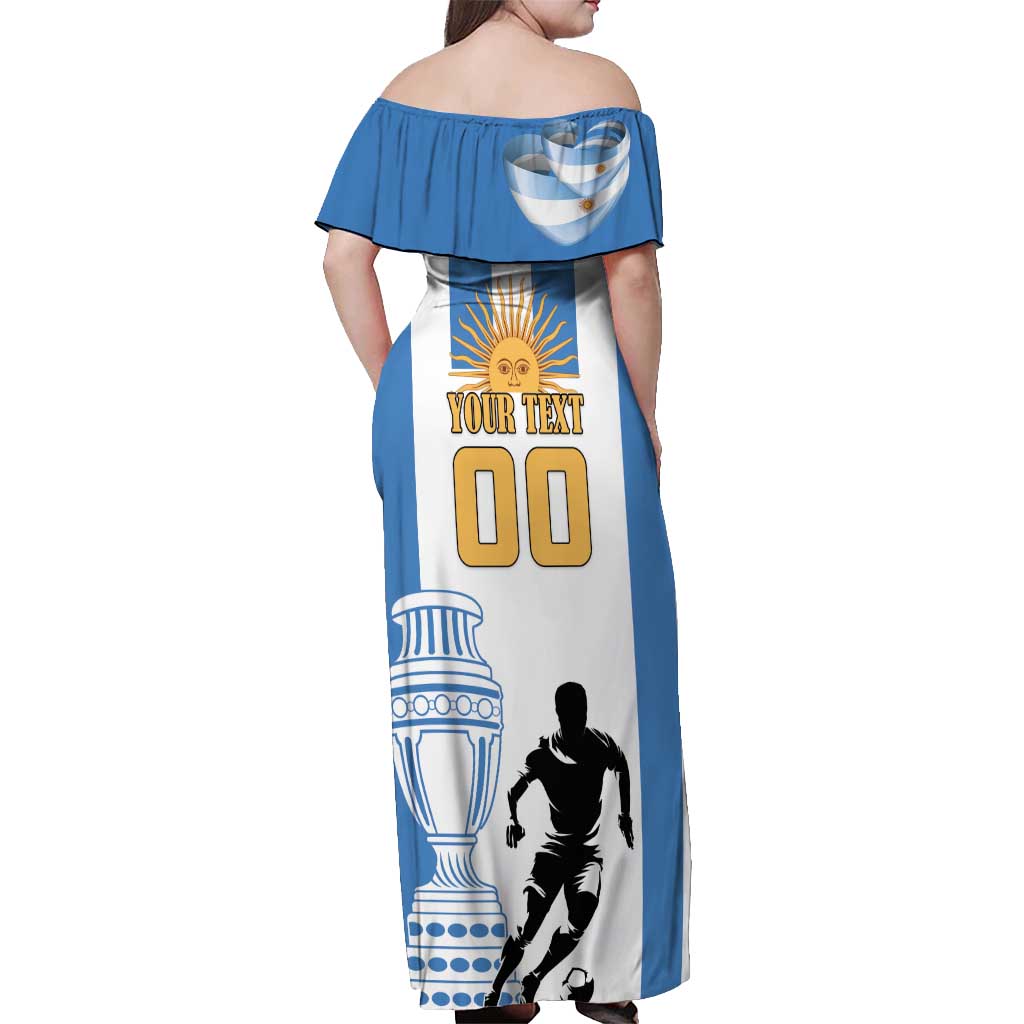 Custom Argentina Football Off Shoulder Maxi Dress We Are The Champions - Wonder Print Shop