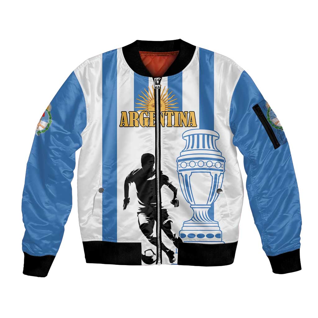 Custom Argentina Football Sleeve Zip Bomber Jacket We Are The Champions - Wonder Print Shop