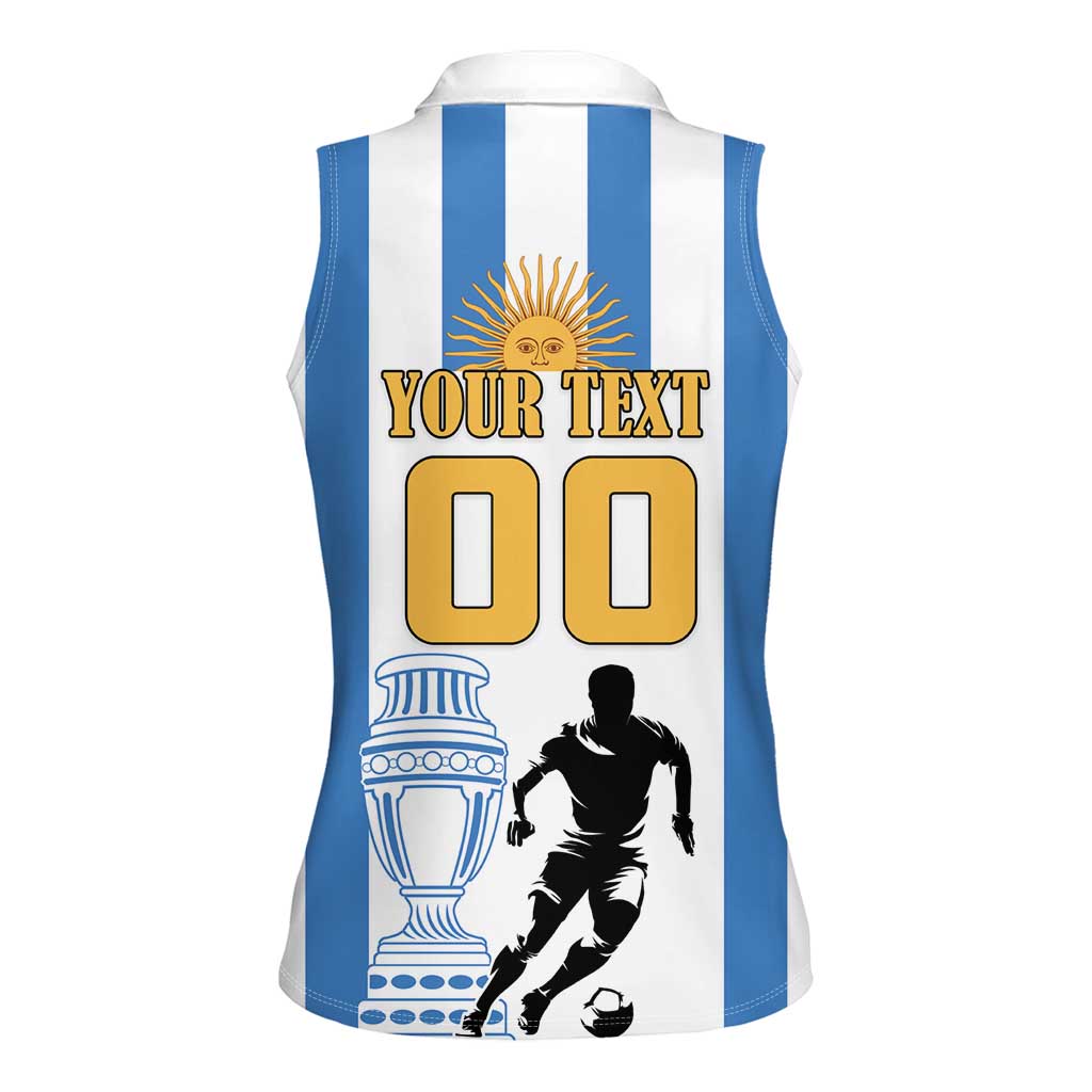 Custom Argentina Football Women Sleeveless Polo Shirt We Are The Champions - Wonder Print Shop