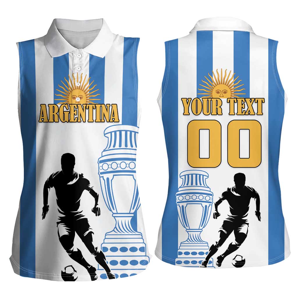 Custom Argentina Football Women Sleeveless Polo Shirt We Are The Champions - Wonder Print Shop
