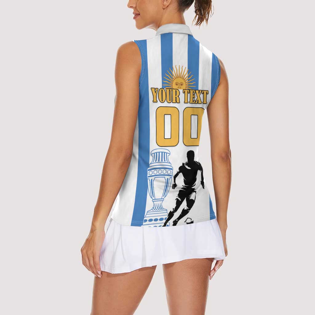 Custom Argentina Football Women Sleeveless Polo Shirt We Are The Champions - Wonder Print Shop