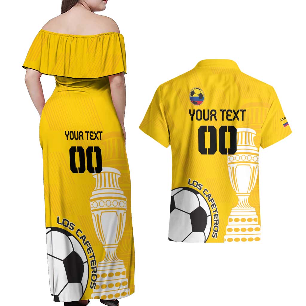 Custom Colombia Football Couples Matching Off Shoulder Maxi Dress and Hawaiian Shirt Go Champions - Wonder Print Shop
