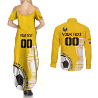 Custom Colombia Football Couples Matching Summer Maxi Dress and Long Sleeve Button Shirt Go Champions - Wonder Print Shop
