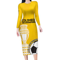 Custom Colombia Football Family Matching Long Sleeve Bodycon Dress and Hawaiian Shirt Go Champions - Wonder Print Shop