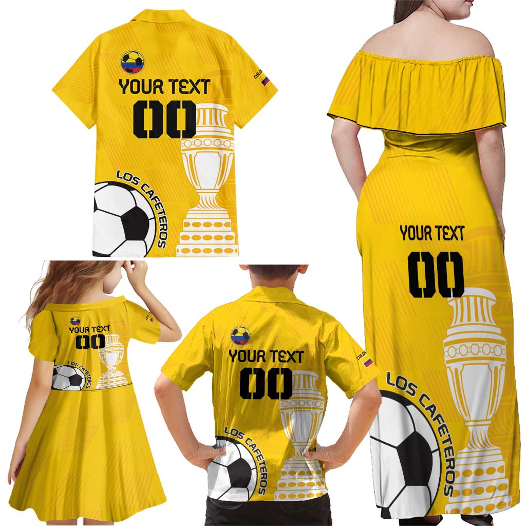 Custom Colombia Football Family Matching Off Shoulder Maxi Dress and Hawaiian Shirt Go Champions - Wonder Print Shop
