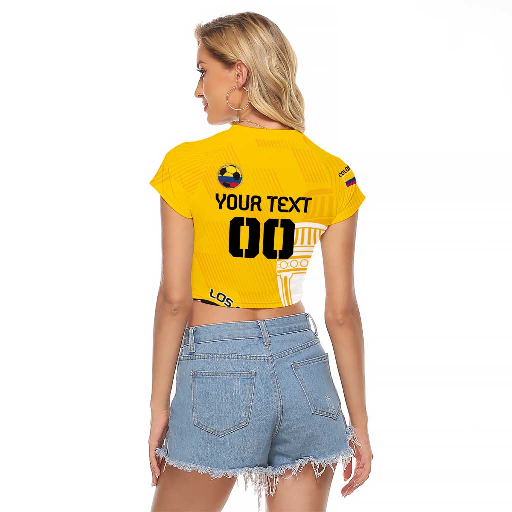 Custom Colombia Football Raglan Cropped T Shirt Go Champions - Wonder Print Shop