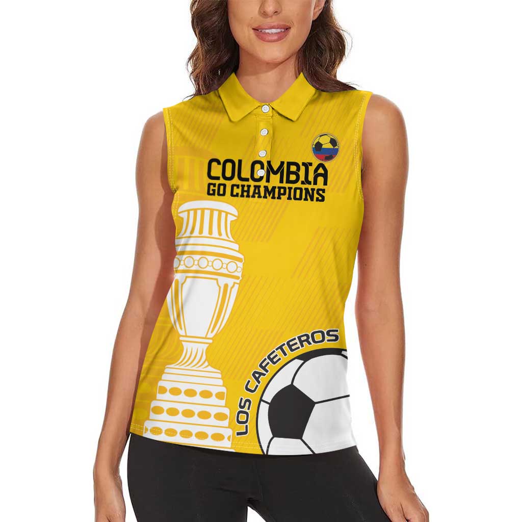 Custom Colombia Football Women Sleeveless Polo Shirt Go Champions - Wonder Print Shop