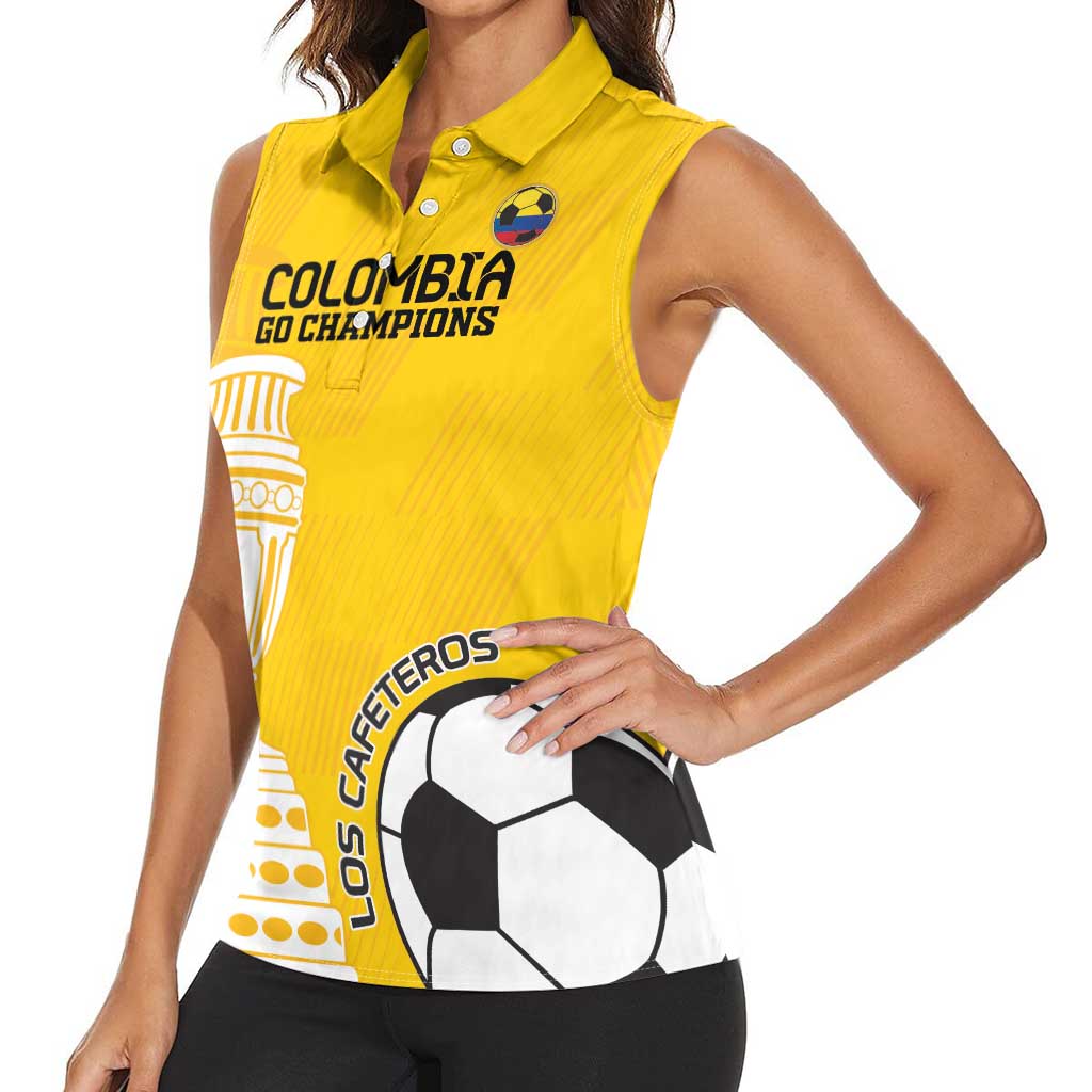 Custom Colombia Football Women Sleeveless Polo Shirt Go Champions - Wonder Print Shop