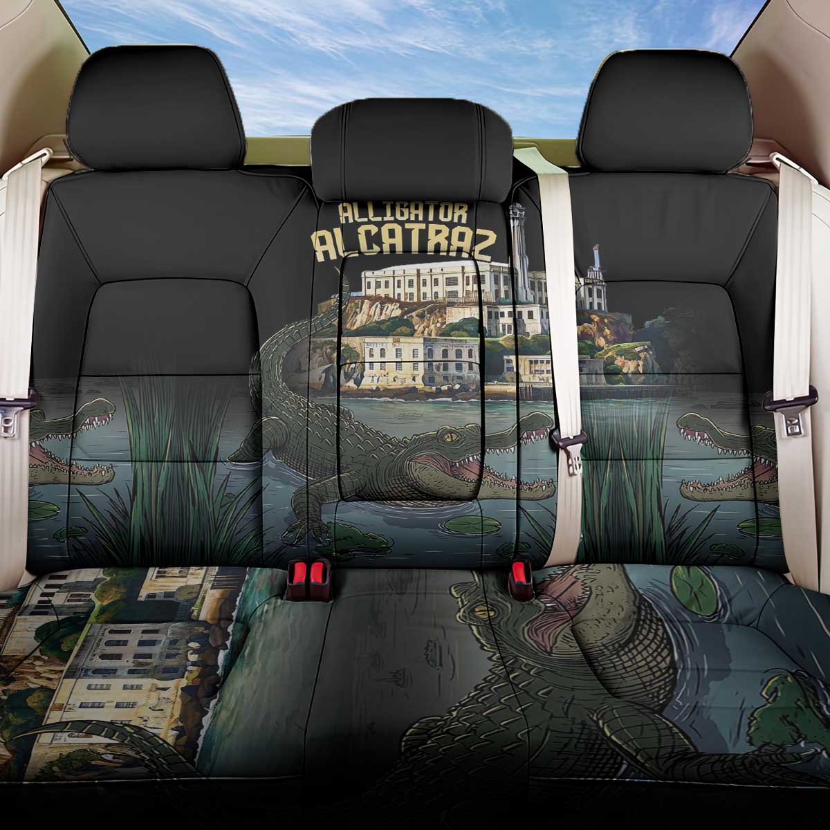 Everglades Alligator Alcatraz Florida Back Car Seat Cover - Wonder Print Shop