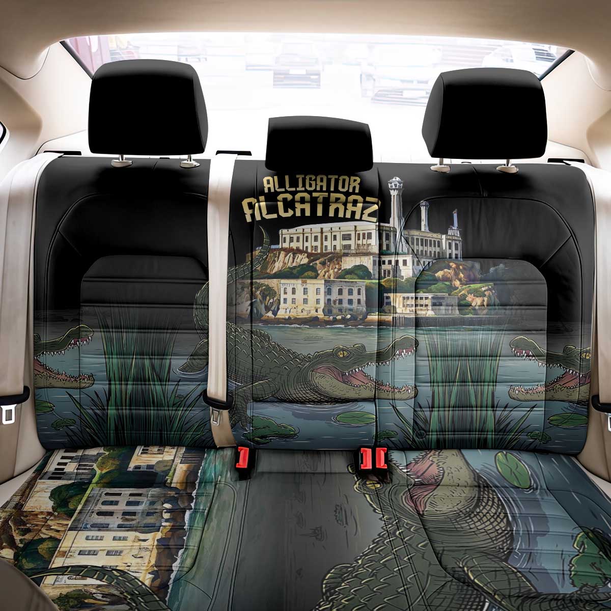 Everglades Alligator Alcatraz Florida Back Car Seat Cover - Wonder Print Shop
