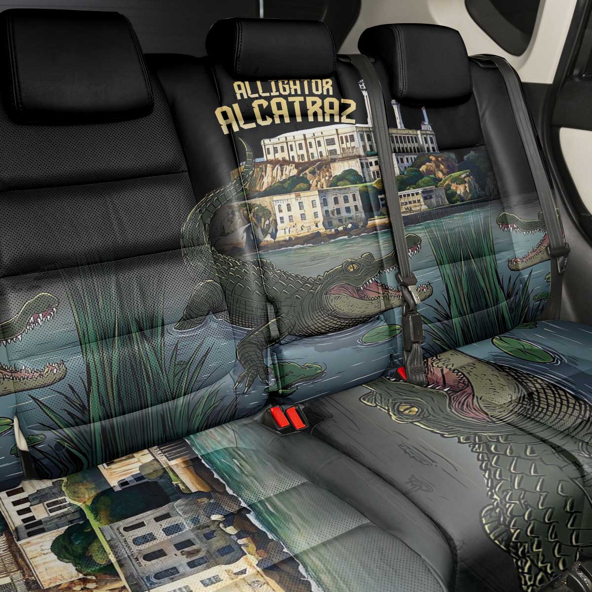 Everglades Alligator Alcatraz Florida Back Car Seat Cover - Wonder Print Shop