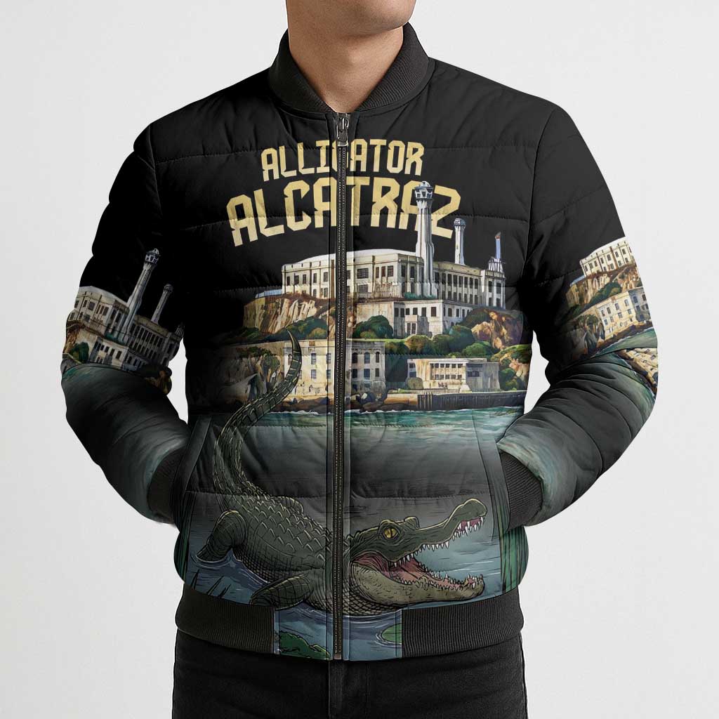Everglades Alligator Alcatraz Florida Bomber Puffer Jacket - Wonder Print Shop