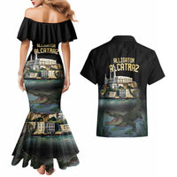 Everglades Alligator Alcatraz Florida Couples Matching Mermaid Dress and Hawaiian Shirt - Wonder Print Shop
