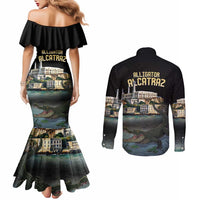 Everglades Alligator Alcatraz Florida Couples Matching Mermaid Dress and Long Sleeve Button Shirt - Wonder Print Shop