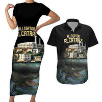 Everglades Alligator Alcatraz Florida Couples Matching Short Sleeve Bodycon Dress and Hawaiian Shirt - Wonder Print Shop
