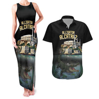 Everglades Alligator Alcatraz Florida Couples Matching Tank Maxi Dress and Hawaiian Shirt - Wonder Print Shop