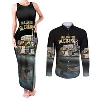 Everglades Alligator Alcatraz Florida Couples Matching Tank Maxi Dress and Long Sleeve Button Shirt - Wonder Print Shop
