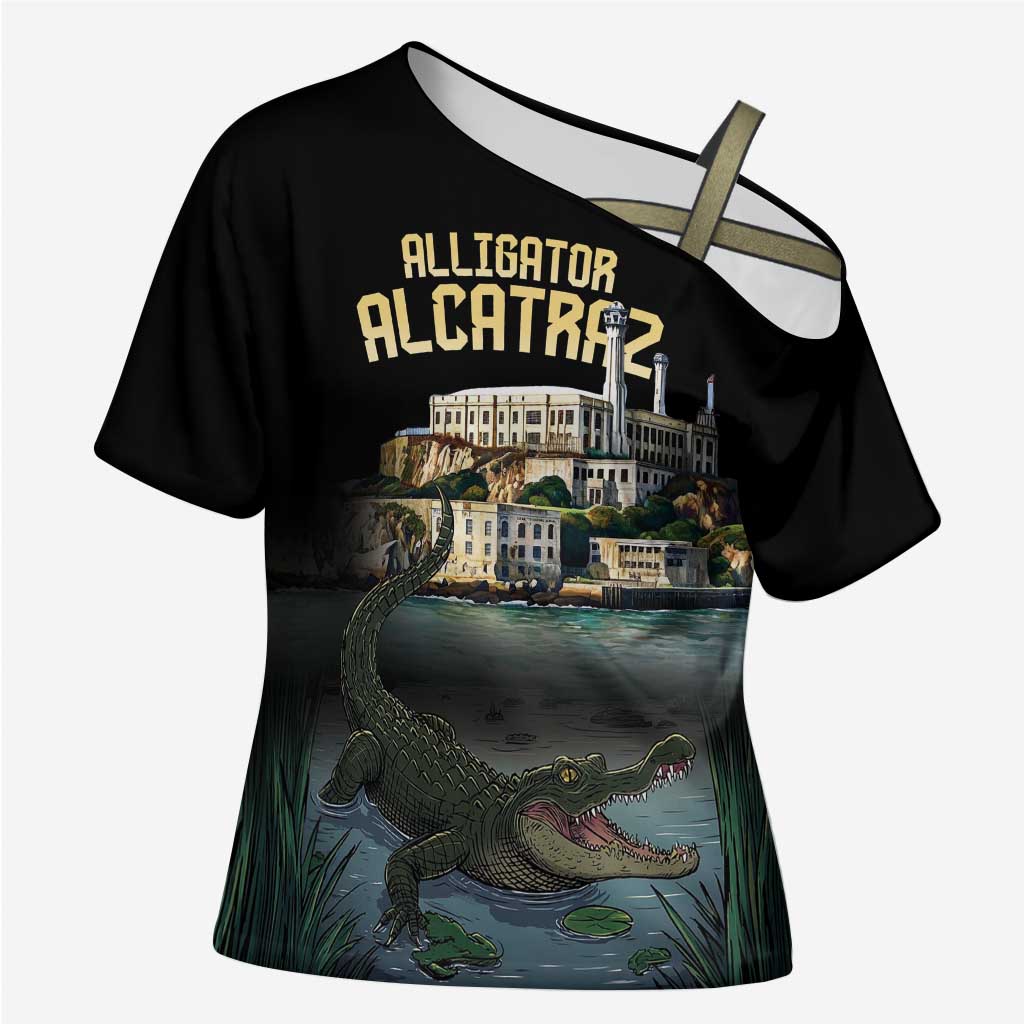 Everglades Alligator Alcatraz Florida Cross Shoulder Shirt - Wonder Print Shop
