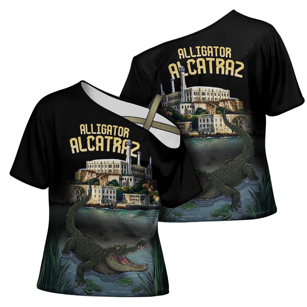 Everglades Alligator Alcatraz Florida Cross Shoulder Shirt - Wonder Print Shop