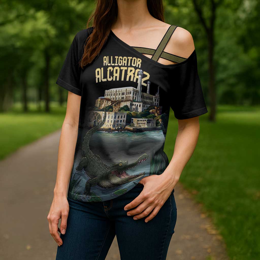Everglades Alligator Alcatraz Florida Cross Shoulder Shirt - Wonder Print Shop