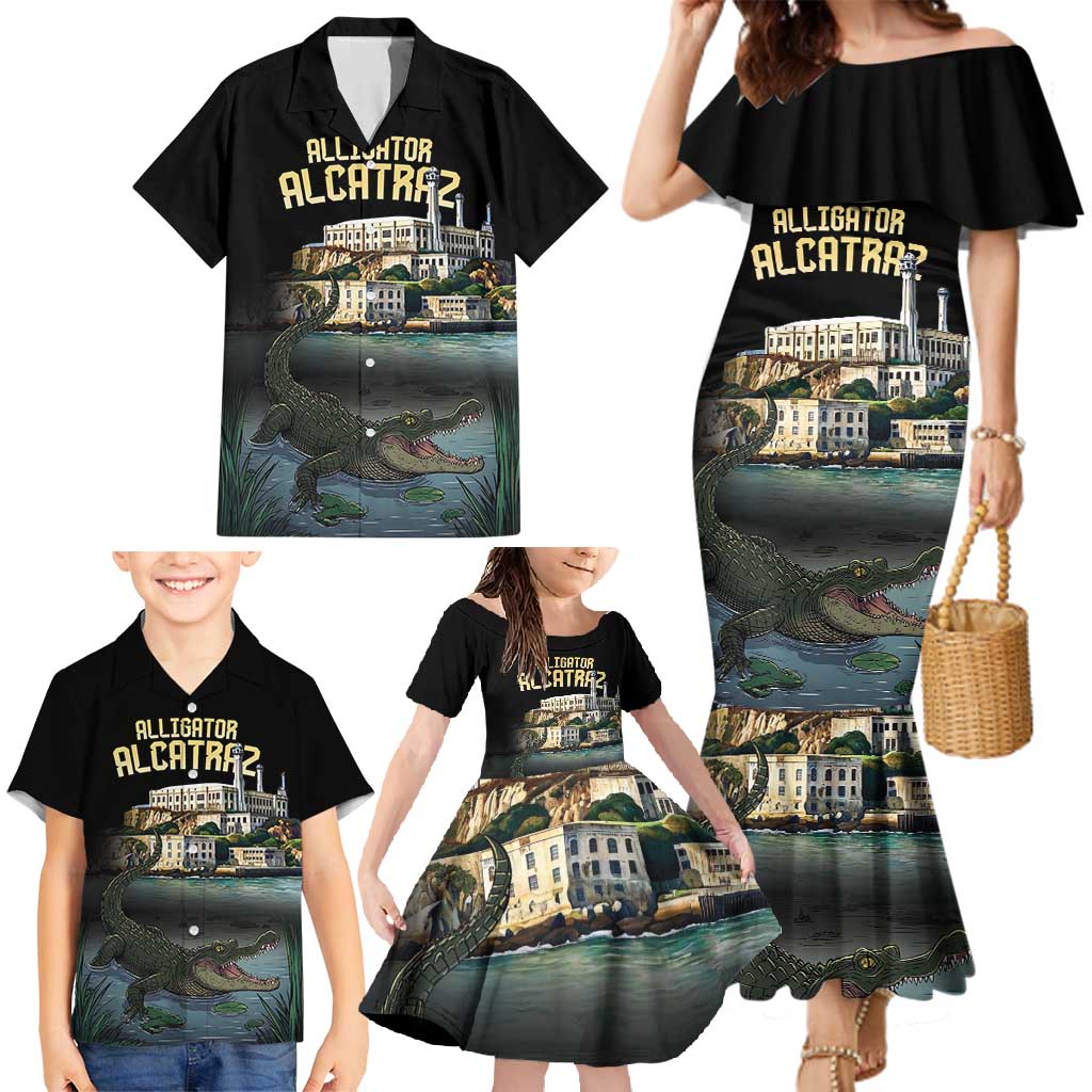 Everglades Alligator Alcatraz Florida Family Matching Mermaid Dress and Hawaiian Shirt - Wonder Print Shop