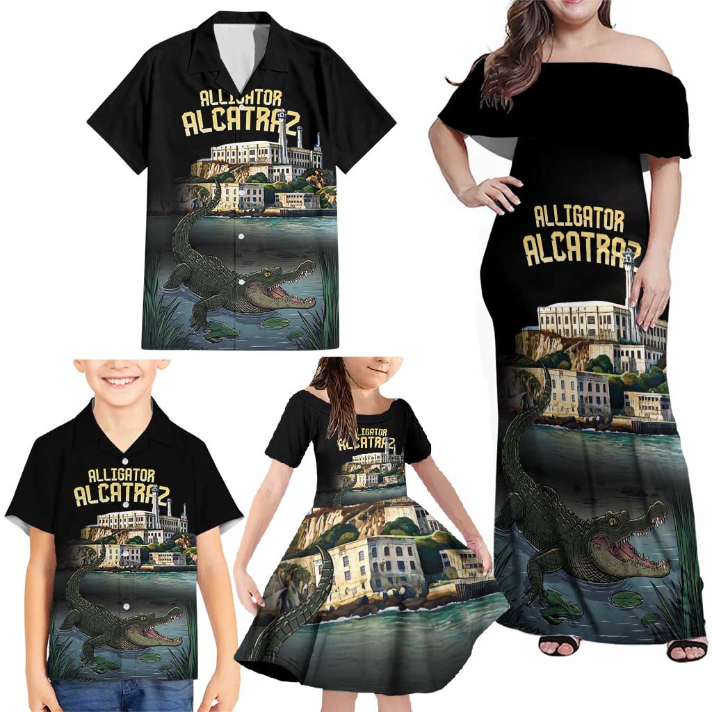 Everglades Alligator Alcatraz Florida Family Matching Off Shoulder Maxi Dress and Hawaiian Shirt - Wonder Print Shop