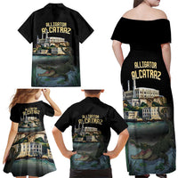 Everglades Alligator Alcatraz Florida Family Matching Off Shoulder Maxi Dress and Hawaiian Shirt - Wonder Print Shop