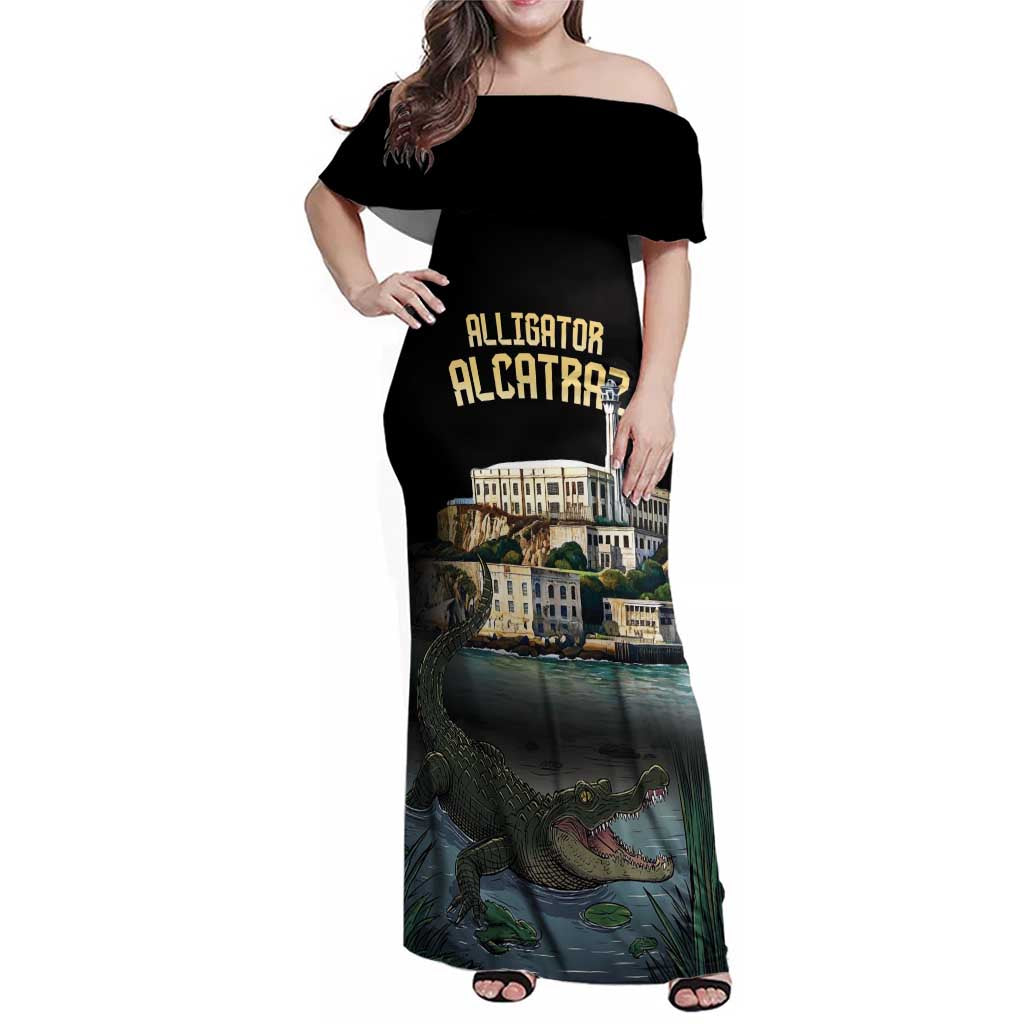 Everglades Alligator Alcatraz Florida Family Matching Off Shoulder Maxi Dress and Hawaiian Shirt - Wonder Print Shop
