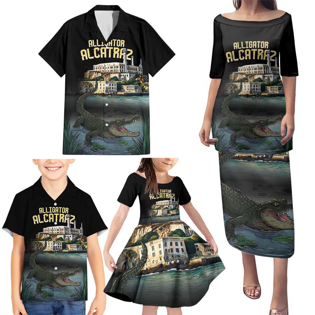Everglades Alligator Alcatraz Florida Family Matching Puletasi and Hawaiian Shirt - Wonder Print Shop