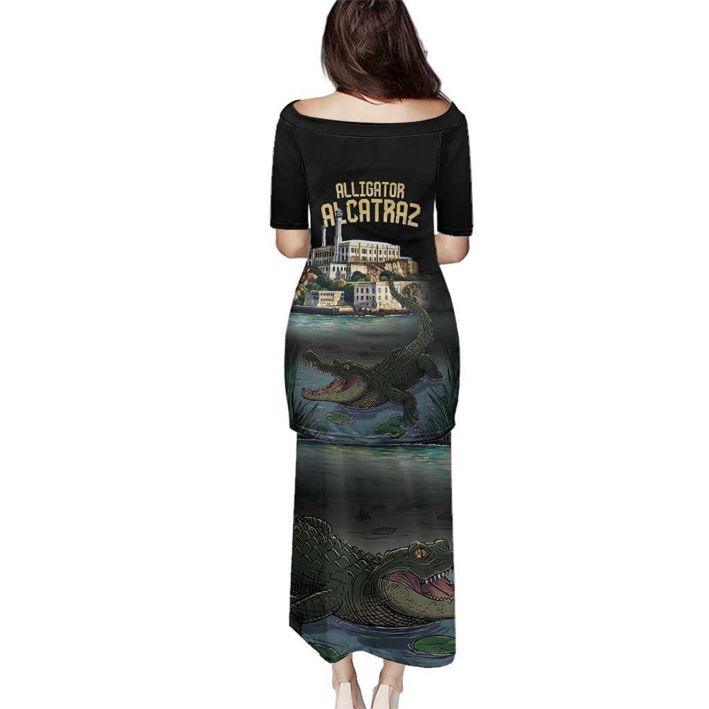 Everglades Alligator Alcatraz Florida Family Matching Puletasi and Hawaiian Shirt - Wonder Print Shop