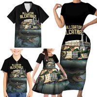 Everglades Alligator Alcatraz Florida Family Matching Short Sleeve Bodycon Dress and Hawaiian Shirt - Wonder Print Shop