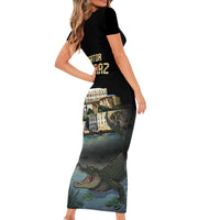 Everglades Alligator Alcatraz Florida Family Matching Short Sleeve Bodycon Dress and Hawaiian Shirt - Wonder Print Shop
